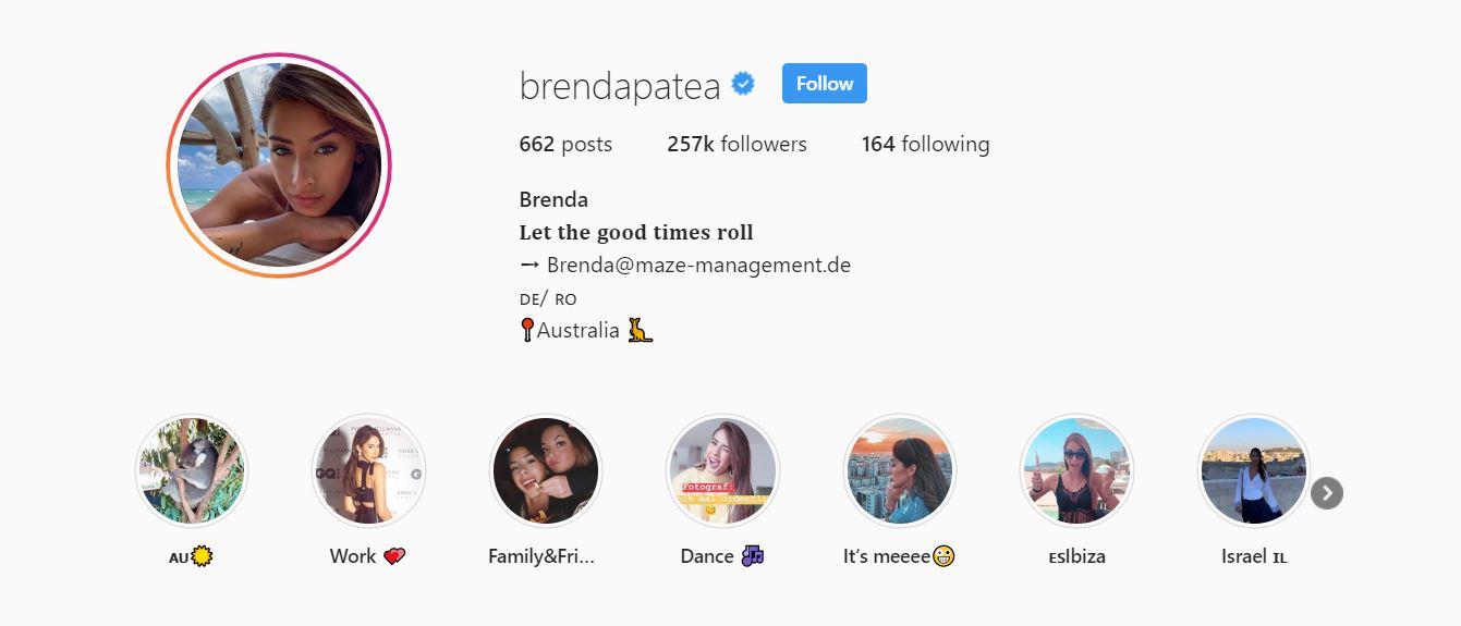 Brenda Patea amassed over 257k followers in her Instagram.