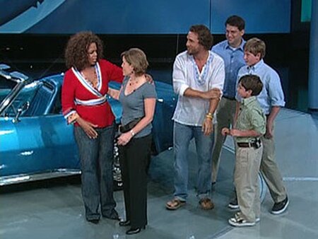 Matthew McConaughey at the set of Oprah's charity where he auctioned off his 1971 Corvette Convertible, the proceeds of which went toward Hurricane Katrina relief.