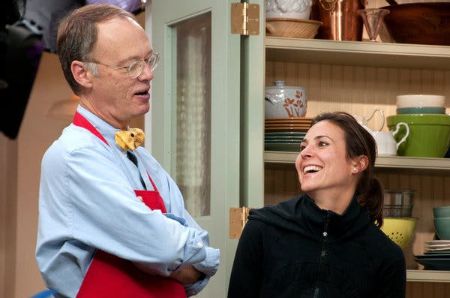 Melissa Baldino and her husband Christopher Kimball at the set of America's Test Kitchen. 