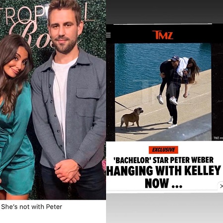 Nick Viall sharing the released photo of Kelley Flanagan and Peter Weber alongside his own that sparked his rumors with the caption, "I Stand Corrected,"