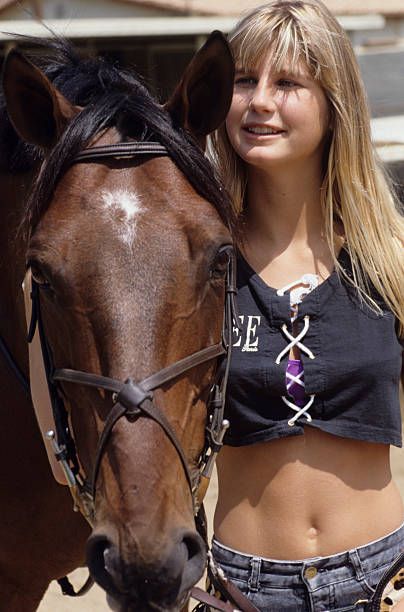 Rendezvous With Zuleika Bronson. August 23, 1989, portrait of Zuleika BRONSON, the daughter of Charles BRONSON and Jill IRELAND, smiling, with a horse.