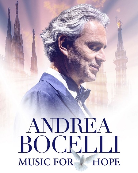 Andrea Bocelli's poster for the 'Music for Home' performance.