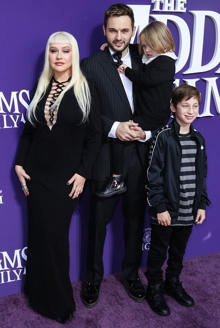 Christina Aguilera, son Max, daughter Summer Rain and fiance Matthew Rutler.