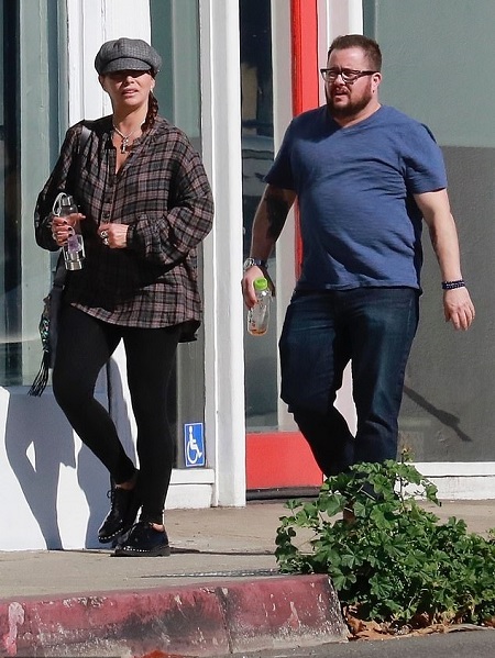 Chaz Bono strolling the streets with Shara Blue Mathes, heading for lunch..