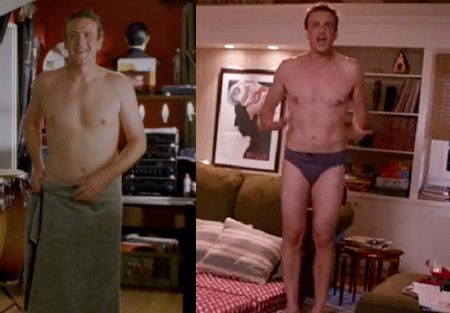 Jason Segel topless in 'Forgetting Sarah Marshall' and in 'Sex Tape'.