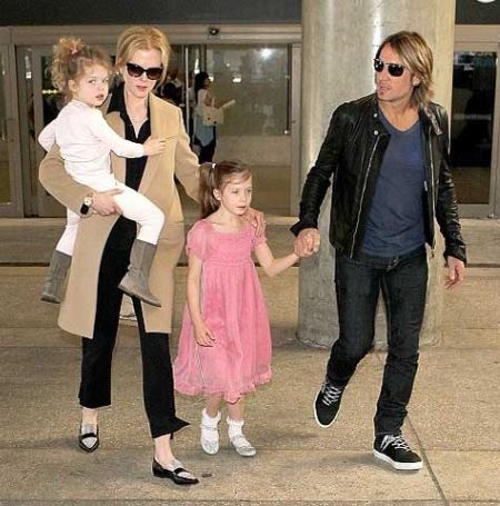 Former wife of Tom Cruise , Nicole Kidman with her beau Keith Urban and their younger daughter, Faith Margaret, and elder daughter, Sunday Rose.