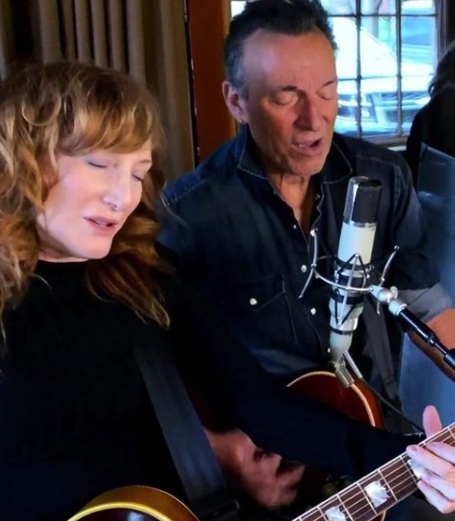 Bruce Springsteen is with his wife, Patti Scialfa.