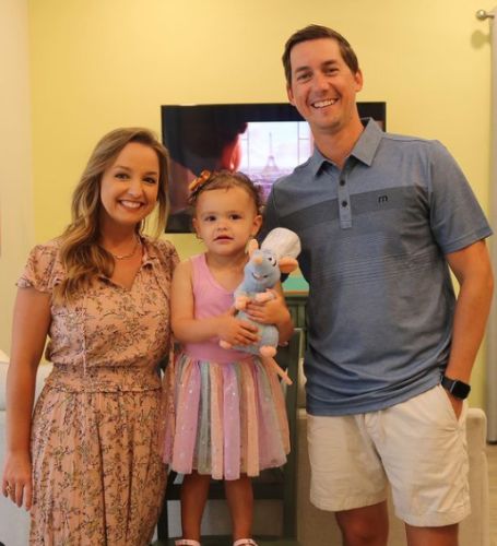 Kalee Dionne, an ABC News meteorologist and her husband, Jonathan, visited the child care center in May 2018. 