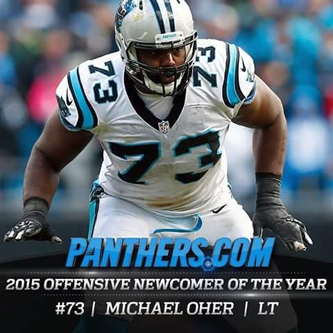 Michael Oher after signing panthers.