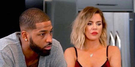 Khloe Kardashian and Tristan Thompson in the reality show Keeping up with the Kardashians.