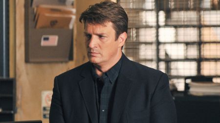 Nathan Fillion as Richard Castle in the series castle