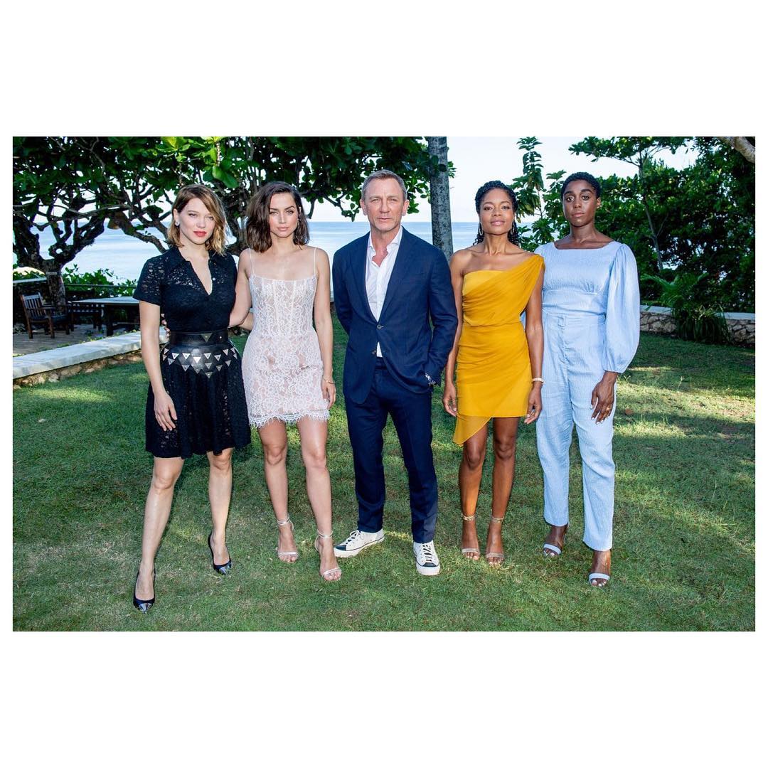Lashana Lynch with her cast of movie Bond 25.