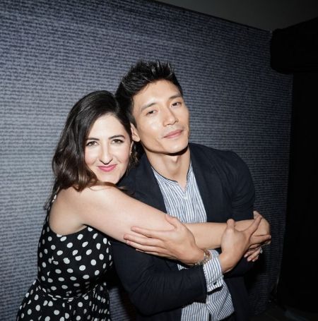 Manny Jacinto as Jason and D’Arcy Carden as Janet on NBC’s The Good Place. 