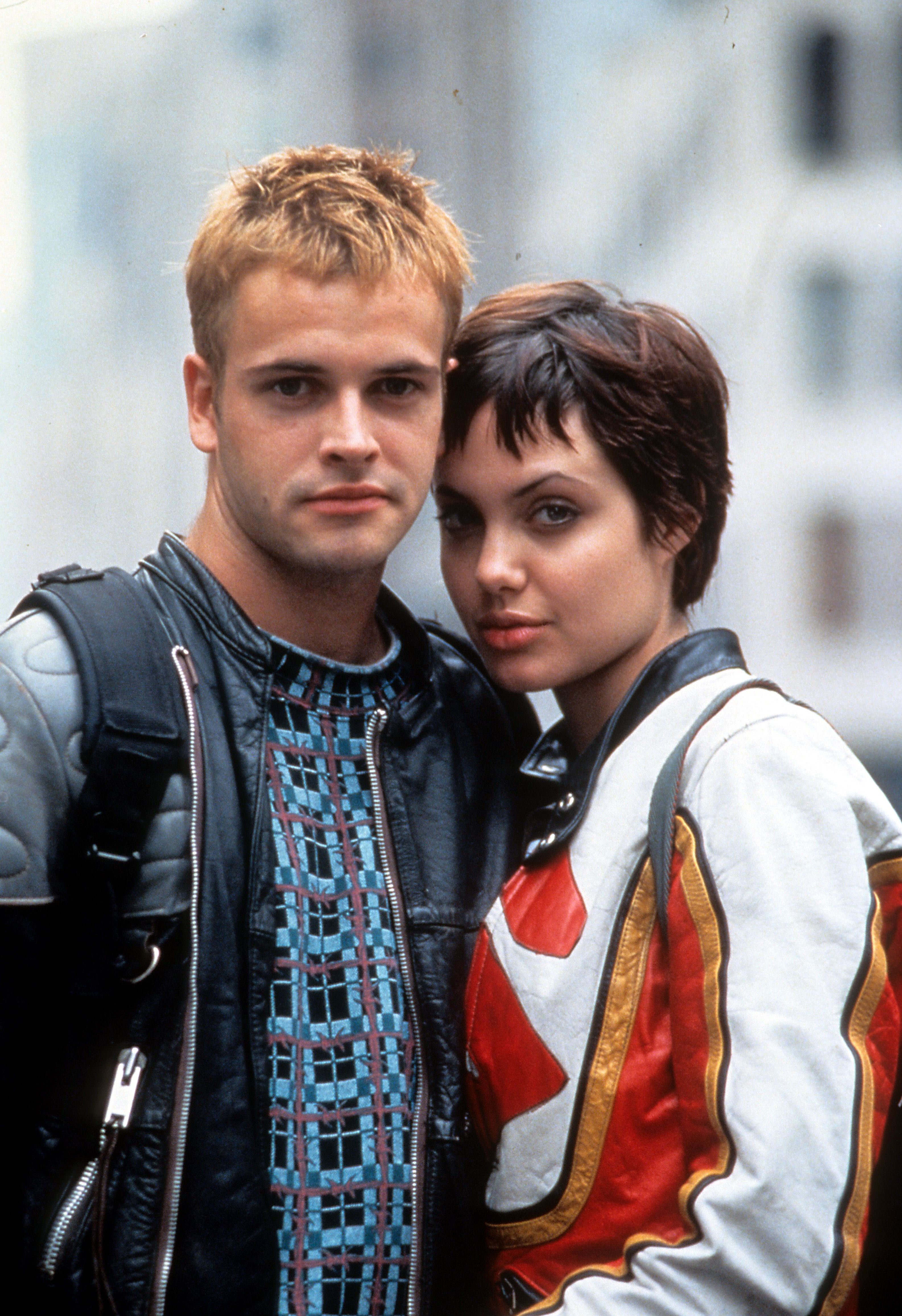 Jonny Lee Miller shares his vows with actress Angelina Jolie on 28 March 1996.