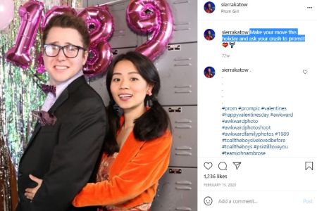 Sierra Katow on a prom date; Instagram post.