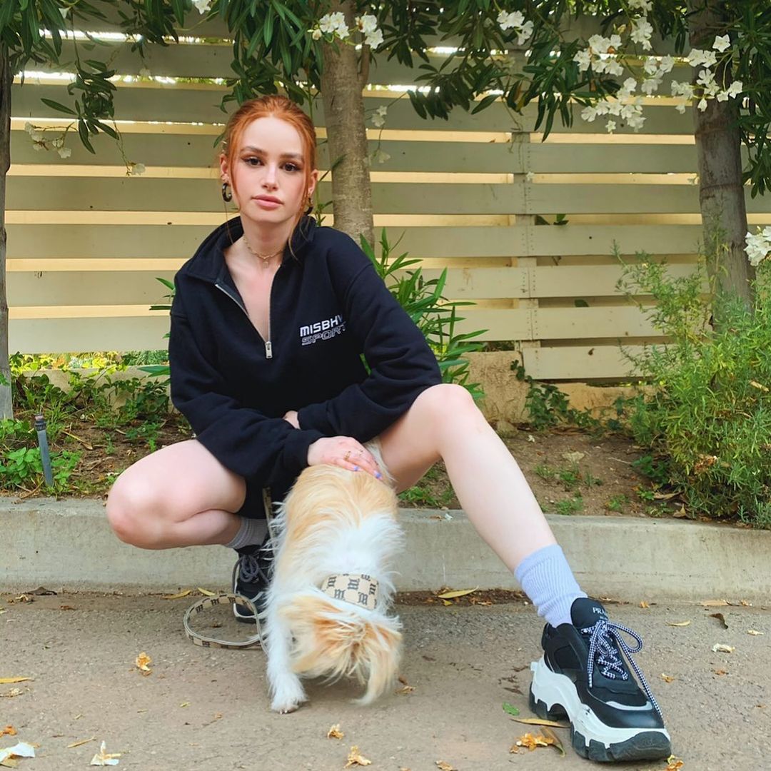 Madelaine Petsch with her pet.