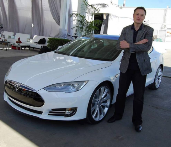 Elon Musk is showing off his car.