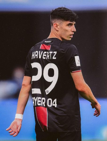 Kai Havertz is showing off his jersey.