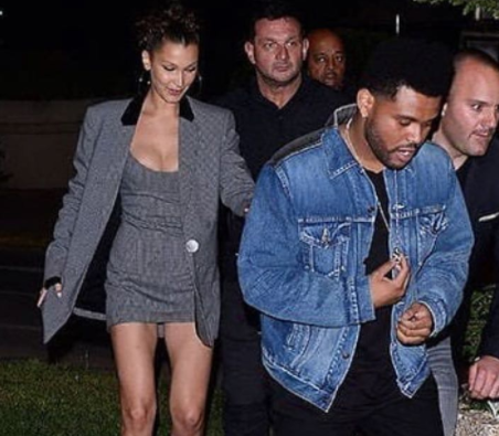 The Weeknd and Bella Hadid leaving the Magnum Party.