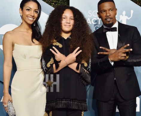 Corinne Foxx and her father, Jamie Foxx, and sister Annalise Bishop.